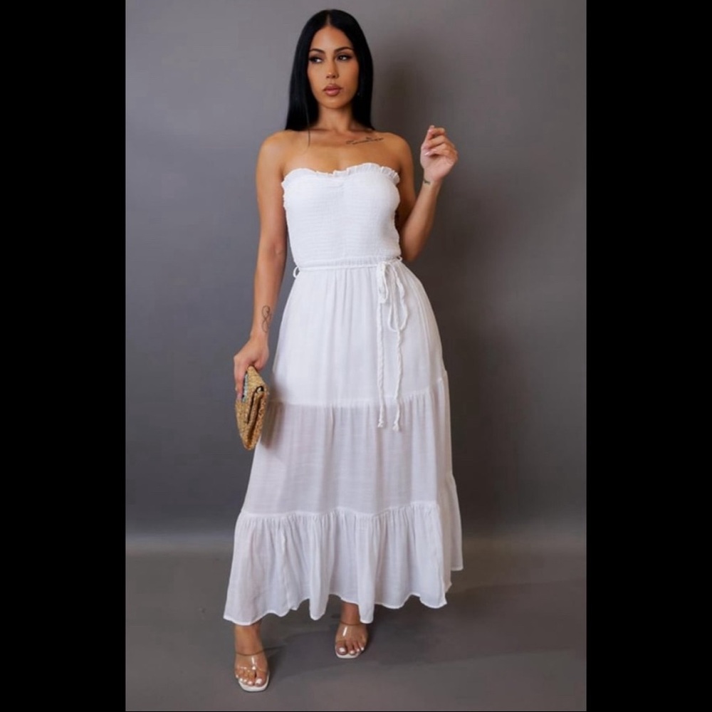 Brand New White Linen Maxi Dress